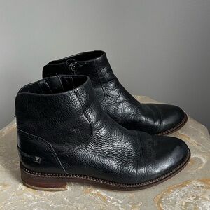 Franco Sarto Women’s 8 Haline Black Leather Bootie Ankle Boots